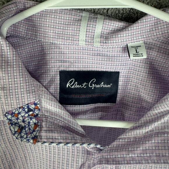 Robert Graham Shirt Mens Large Purple Plaid Button Up - Picture 2 of 10